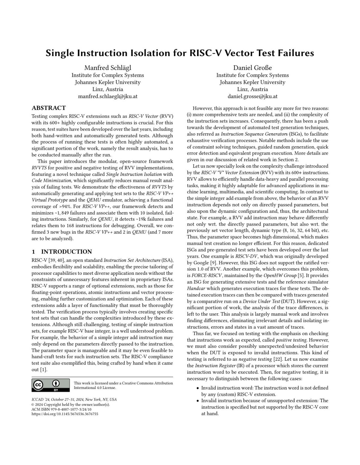 Single Instruction Isolation For Riscv Vector Test Failures Manfred Schlgl Daniel Groe