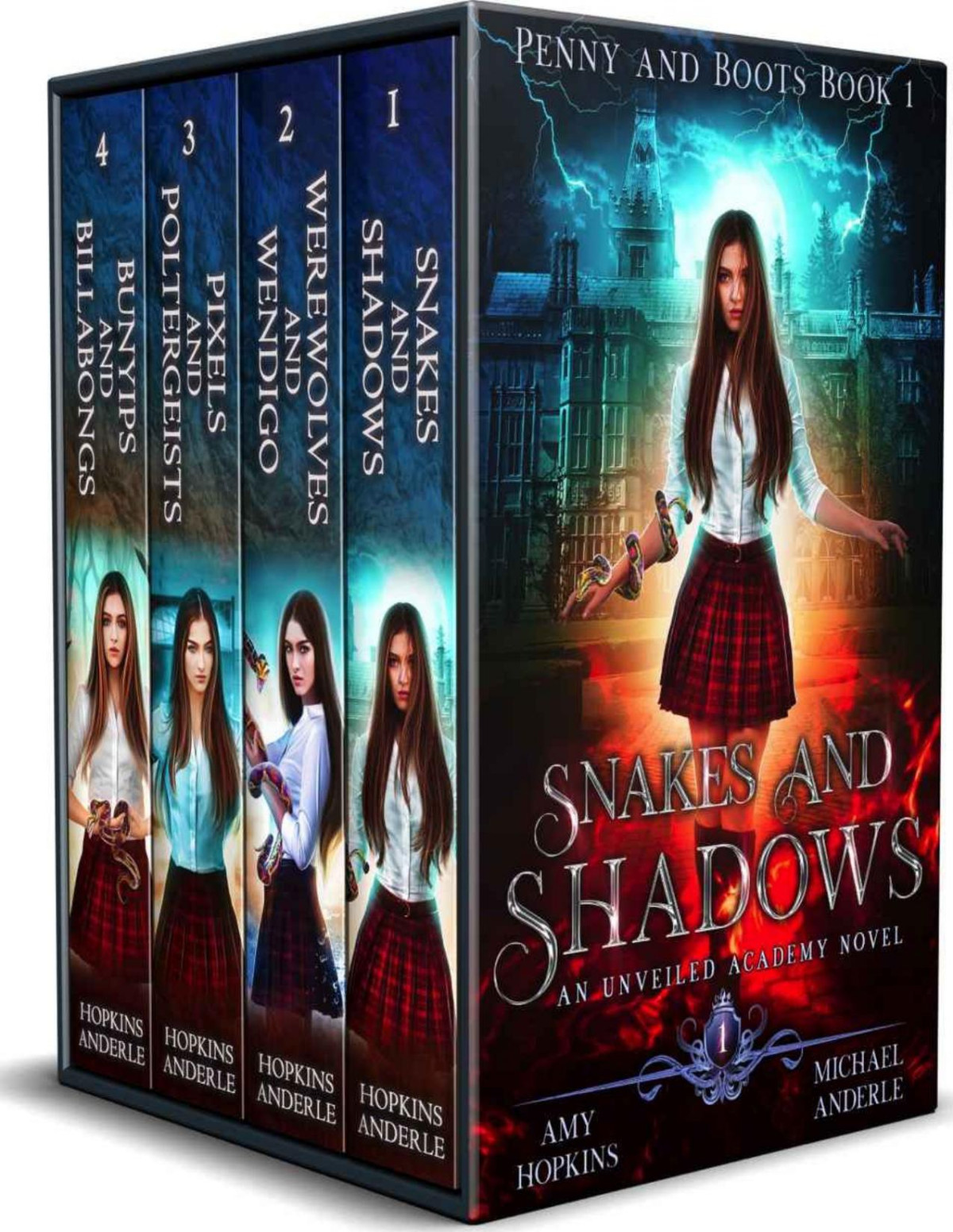 Penny And Boots Complete Series Omnibus An Unveiled Academy Novel Snakes And Shadows Werewolves And Wendigo Pixels And Poltergeists Bunyips And Billabongs Amy Hopkins Michael Anderle