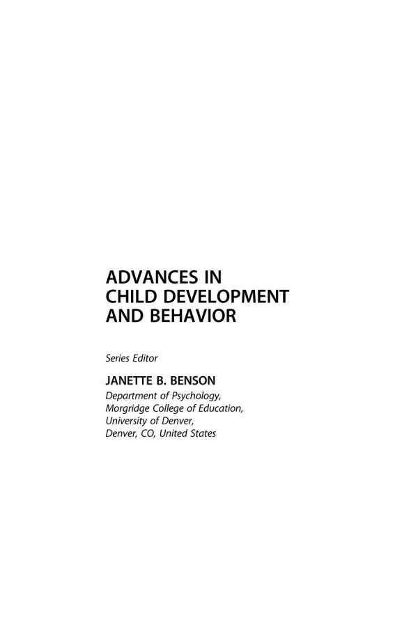 Advances In Child Development And Behavior Volume 52 1st Edition Janette B Benson Eds