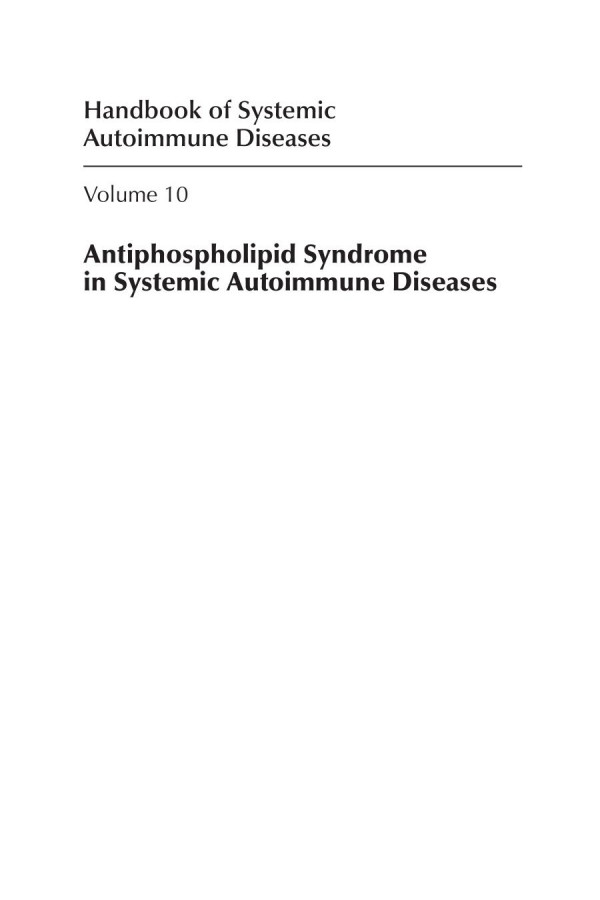 Antiphospholipid Syndrome In Systemic Autoimmune Diseases 2nd Edition Ricard Cervera