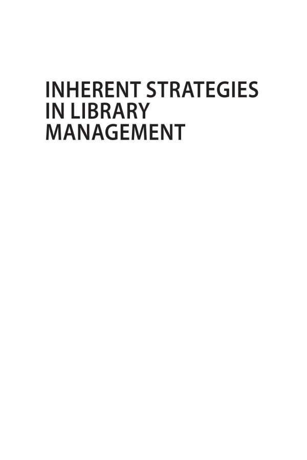 Inherent Strategies In Library Management 1st Edition Masanori Koizumi Auth