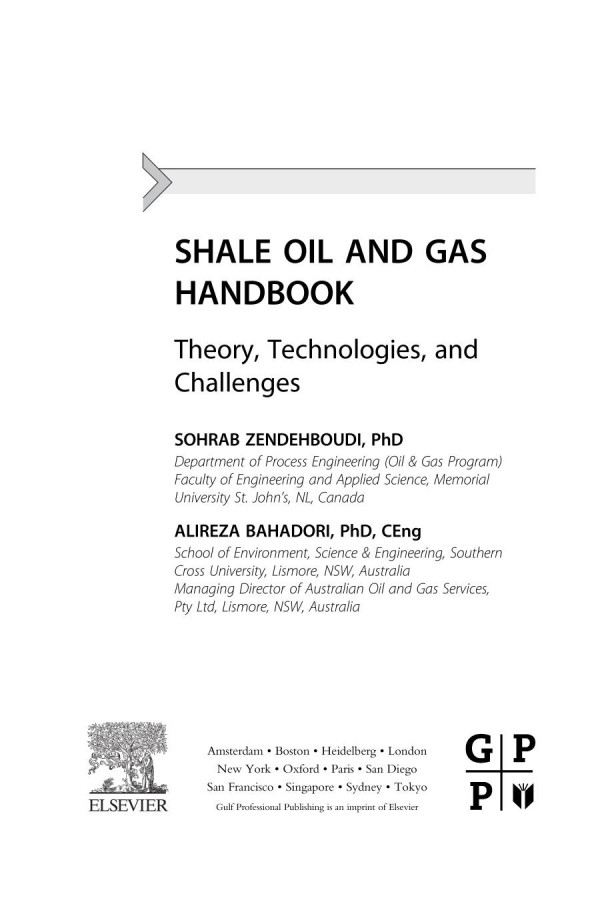 Shale Oil And Gas Handbook Theory Technologies And Challenges 1st Edition Sohrab Zendehboudi And Alireza Bahadori Auth