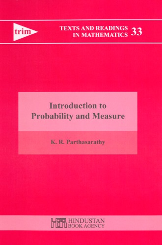 Introduction To Probability And Measure K R Parthasarathy Auth