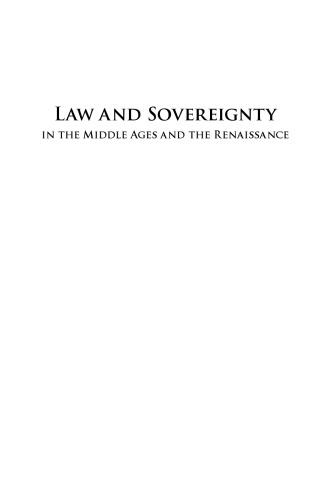 Law And Sovereignty In The Middle Ages And The Renaissance Robert S Sturges