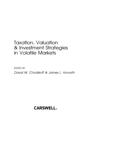 Taxation Valuation Investment Strategies In Volatile Markets James L Horvath