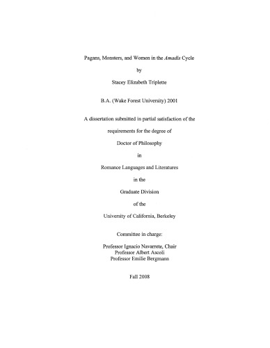 Pagans Monsters And Women In The Amads Cycle Thesis Stacey Elizabeth Triplette