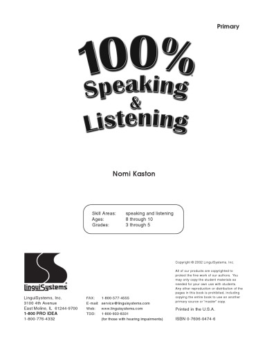 100 Speaking And Listening Nomi Kaston