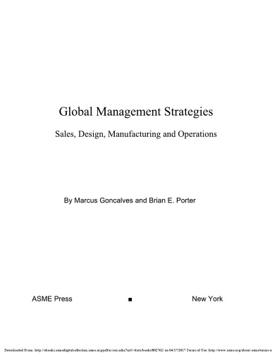 Global Management Strategies Sales Design Manufacturing And Operations Gonalves