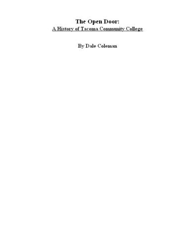 The Open Door A History Of Tacoma Community College Coleman
