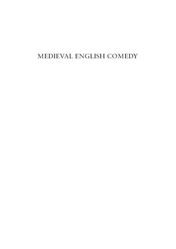 Medieval English Comedy Paul Hardwick Sandra Hordis