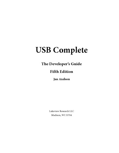 Usb Complete The Developers Guide Jan Axelson