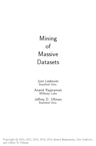 Mining Of Massive Datasets 2nd Free Jure Leskovec Anand Rajaraman