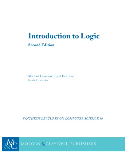 Introduction To Logic 2nd Michael Genesereth Eric Kao