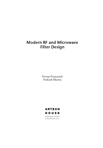 Modern Rf And Microwave Filter Design Protap Pramanick Prakash Bhartia