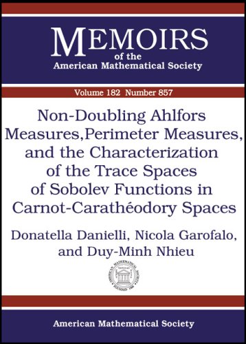 Nondoubling Ahlfors Measures Perimeter Measures And The Characterization Of The Trace Spaces Of Sobolev Functions In Carnotcaratheodory Spaces Donatella Danielli