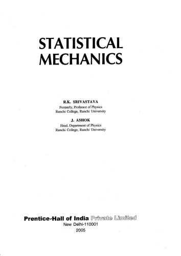 Statistical Mechanics R K Srivastava J Ashok
