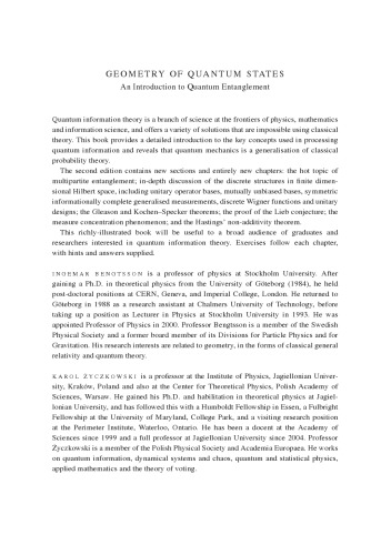 Geometry Of Quantum States An Introduction To Quantum Entanglement 2nd Ingemar Bengtsson