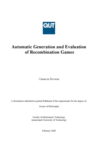 Automatic Generation And Evaluation Of Recombination Games Cameron Browne
