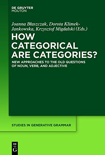 How Categorical Are Categories New Approaches To The Old Questions Of Noun Verb And Adjective Digital Original Joanna Blaszczak