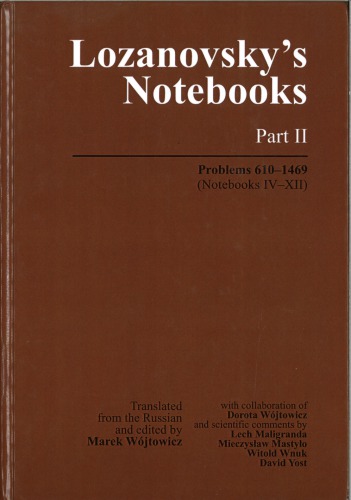 Lozanovskys Notebooks Part Ii Lozanovsky Gy Ed Wójtowicz