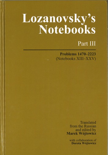 Lozanovskys Notebooks Part Iii Lozanovsky Gy Ed Wójtowicz