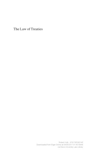 The Law Of Treaties An Introduction 1st Robert Kolb