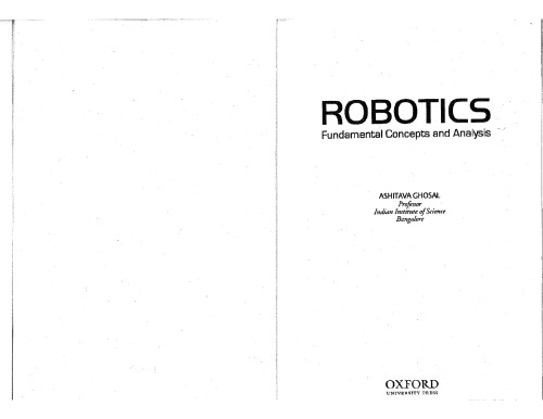 Robotics Fundamental Concepts And Analysis Ashitava Ghosal