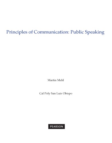 Principles Of Communication Public Speaking Martin Mehl
