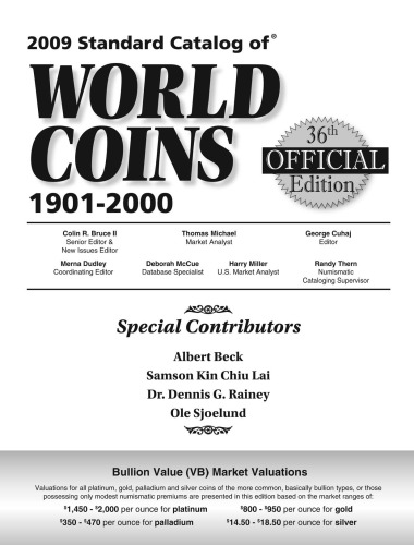 Standart Catalog Of World Coins 19012000 36th Edited By Randy Thern