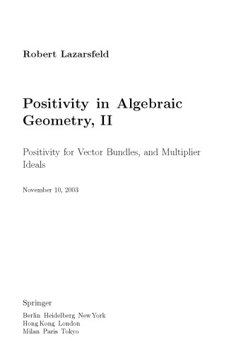 Positivity In Algebraic Geometry Ii Lazarsfeld Rk