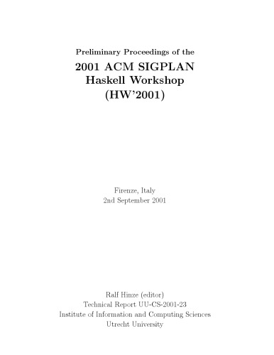 Haskell01 Proceedings Of 2001 Acm Sigplan Haskell Workshop Hinze R Ed