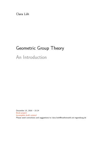 Geometric Group Theory An Introduction 1 Draft Clara Löh