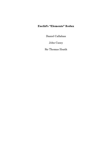 Euclids Elements Redux Callahan D Casey J