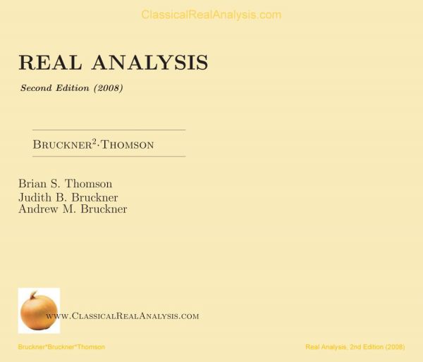 Real Analysis Second Edition 2ed Free Web Draft Bruckner Andrew M Bruckner