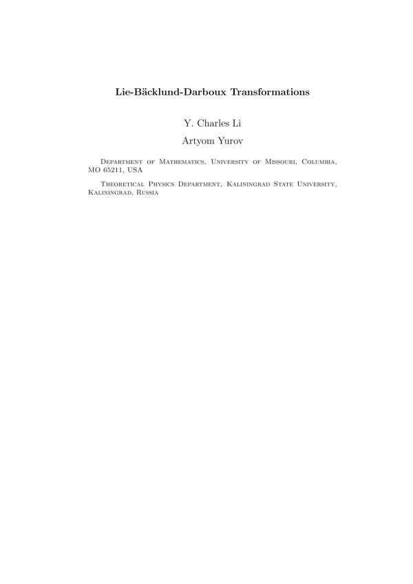 Liebcklunddarboux Transformations Draft Y Charles Li Artyom Yurov