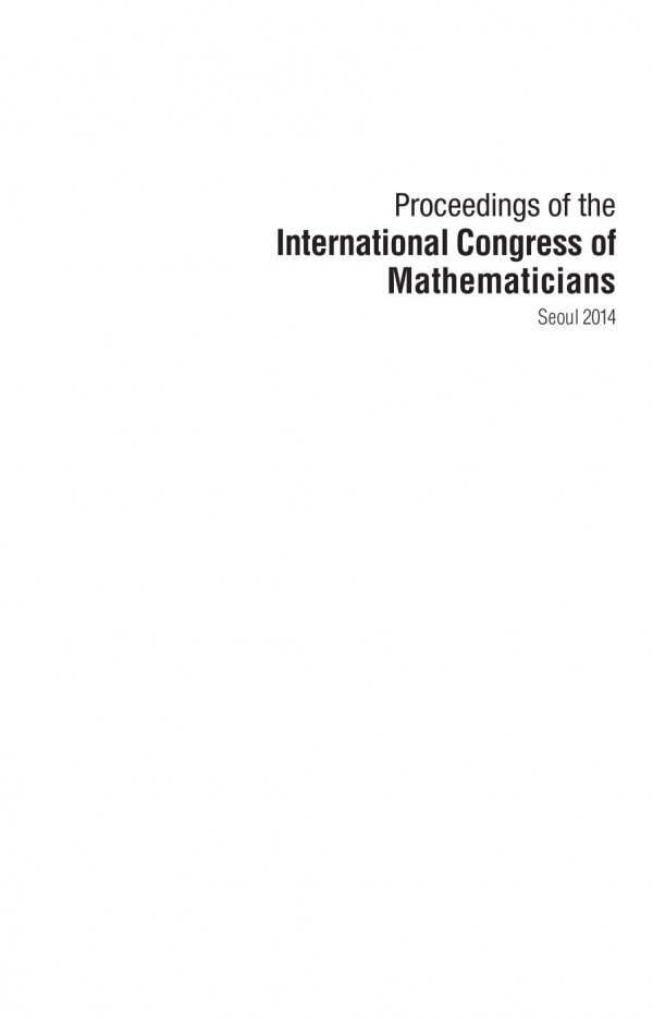 Proceedings Of The International Congress Of Mathematicians Seoul August 1321 2014 Korea Vol 1 Jang