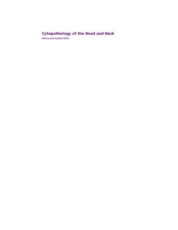 Cytopathology Of The Head And Neck Ultrasound Guided Fnac Second Edition Kocjan