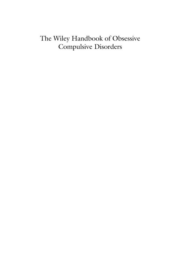 The Wiley Handbook Of Obsessive Compulsive Disorders Abramowitz