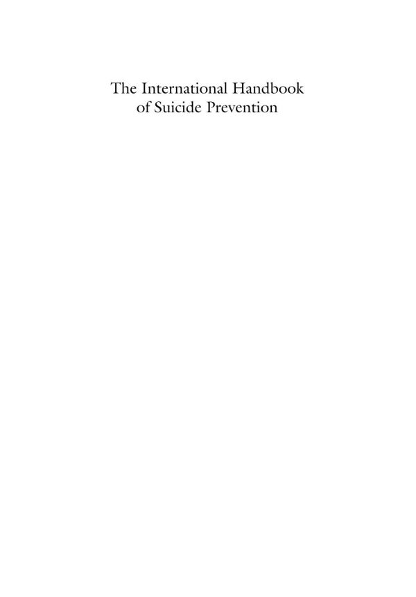 The International Handbook Of Suicide Prevention 2nd Edition Oconnor
