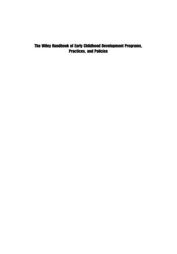Handbook Of Early Childhood Development Programs Practices And Policies Votrubadrzal