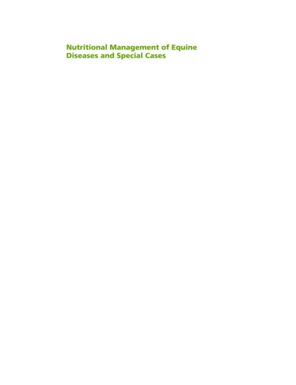 Nutritional Management Of Equine Diseases And Special Cases Waldridge