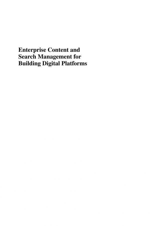 Enterprise Content And Search Management For Building Digital Platforms Shivakumar
