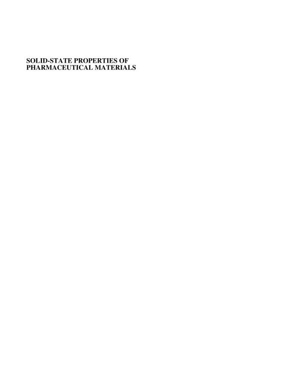 Solid State Properties Of Pharmaceutical Materials Byrn Stephen R Chen