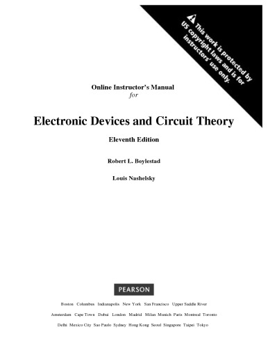 Instructors Solution Manual Electronic Devices And Circuit Theory 11th Robert L Boylestad