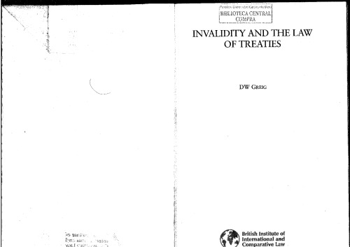 Invalidity And The Law Of Treaties Don Greig