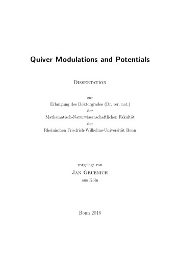 Quiver Modulations And Potentials Phd Thesis Jan Geuenich