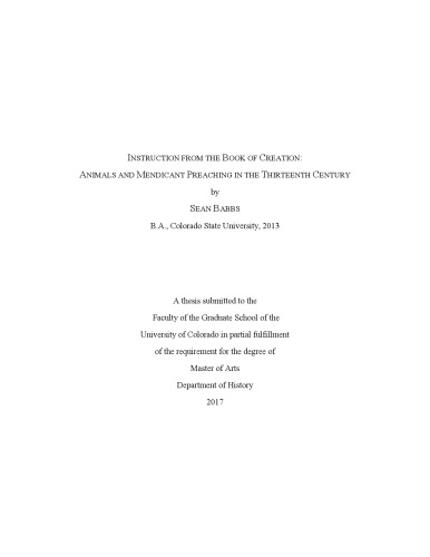 Instruction From The Book Of Creation Animals And Mendicant Preaching In The Thirteenth Century Sean Babbs