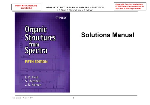 Organic Structures From Spectra Solutions Manual 5th Ed Leslie D Field