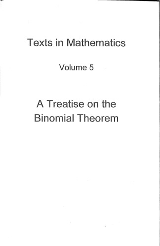 A Treatise On The Binomial Theorem 1st Edition Craig Smorynski