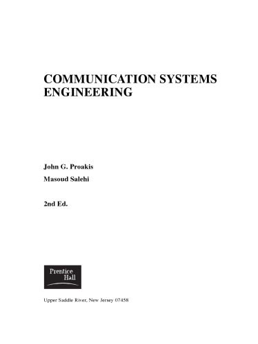 Communication Systems Engineering With Inserted Solution Manual 2nd Edition John G Proakis